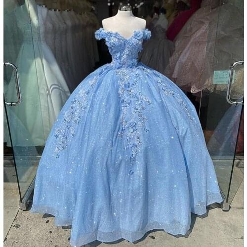 Quinceanera Dresses Sweetheart Beaded 3D Rose Flowers Puffy Sweet 16 Dress Celebrity Party Gowns Graduation