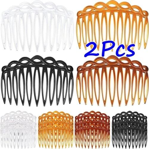 2PCS Hair Side Combs French Hair Comb Straight Teeth Hair Clip Comb Tortoise Side Comb Bridal Wedding Veil Comb Hair Accessories