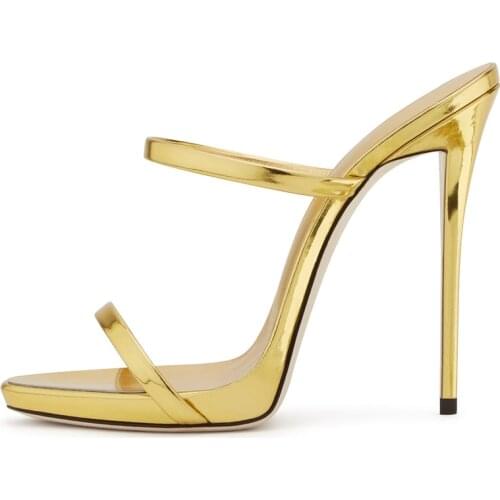 MKKHOU2020 summer chic stiletto sandals sexy patent-leather rose gold 12cm high heels for women shoe sizes 33-43