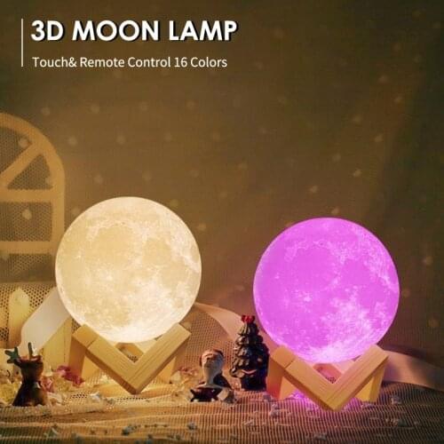 LED Moon Lamp 3D Print Sphere Lamp USB Charge Multi-color Brightness Adjustable Night Light Neon Signs for Bedroom Decor Anime