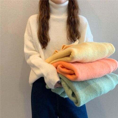 Women Sweaters 2021 Autumn Winter Tops Korean Women Pullover Knitted Sweater Casual Turtleneck Warm Tops Female