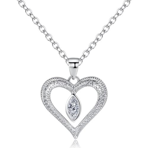 Utimtree Simple Heart Shape Silver Gold Color Chain Pendants Necklaces Jewelry Fashion Womens Cubic Zirconia Necklaces Accessory