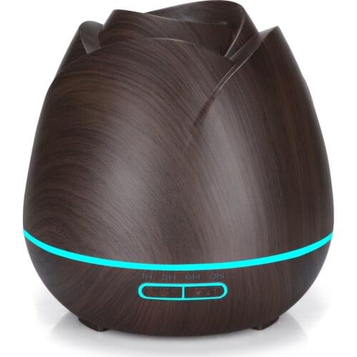 Big rose aroma diffuser household 400ml wood grain aroma diffuser ultrasonic humidifier flower bud petal fragrance machine