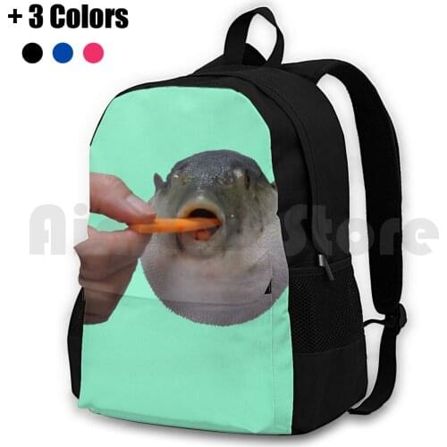 Pufferfish Eating Carrot Outdoor Hiking Backpack Waterproof Camping Travel Pufferfish Puffer Fish Eats Eating Carrot Funny Cute