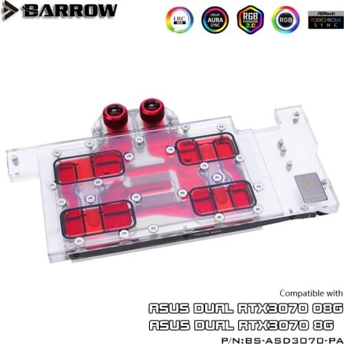Barrow LRC2.0 full coverage GPU Water Block for ASUS DUAL 3070 Aurora,5V ARGB GPU Cooler, BS-ASD3070-PA