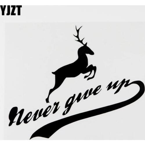 YJZT 15.7CMX13.5CM Fashion Animal Deer Never Give Up Vinyl Car Sticker Black/Silver 8C-0026