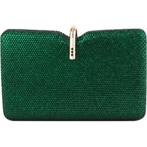 Women Green/Red/Yellow Evening Bags Crystal Diamond Metal Clutches Shoulder Bags Wedding Party Minaudiere Purses and Handbags