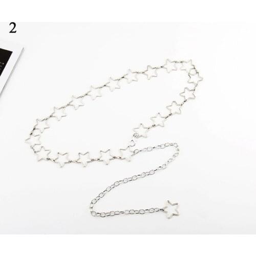 Chain Belt Women Belt Waist Chain Clothes Belt Gold Silver Dress Waist Chain Narrow Metal Chain Long Tassel Stars Pentagram