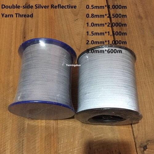 0.5mm/1.0mm/1.5mm/2.0mm/3.0mm Double-side Silver Reflective Yarn Thread Sewing For Webbing Clothing