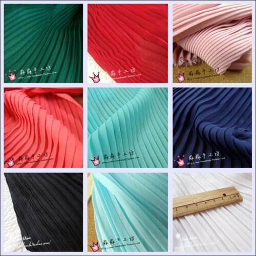 1psc multi-color Pleated Chiffon fabric pleated fabric solid color for organ dress skirt crushed (pleated 0.5m)