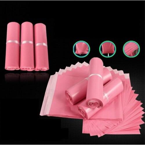 100Pcs Newest Courier Bags Pink Self-Seal Adhesive Plastic Storage Bag Pink Material Envelope Mailer Postal Mailing Bags