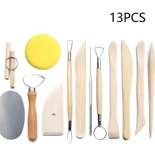 13pcs/set Clay Tools Sculpting Kit Carving Knife Scraper Sponge Pottery Ceramic Polymer Shapers Modeling Carved DIY Ceramic Tool