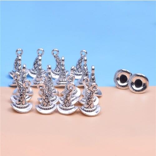 30Pcs/lot Alloy Pine Cones Charms Halloween Witch Hat Pendant Fit DIY Bracelet Earrings Jewelry Making Accessories