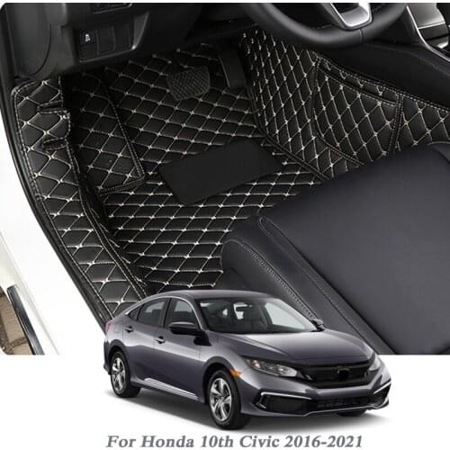 3pcsCar Styling PU Leather Floor Mat For Honda 10th Civic 2016-2021 LHD Auto Foot Pad Automobile Carpet Cover Internal Accessory