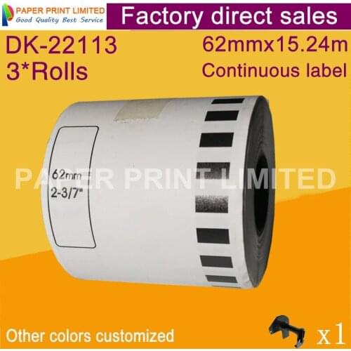 3x Rolls Brother Compatible Labels transparent sticker dk 22113 dk-22113 dk22113
