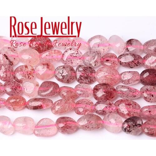 6-8 mm Natural Irregular Strawberry Quartz Stone Beads Loose Spacer Bead for Jewelry Making DIY Bracelet Necklace 15" Strand