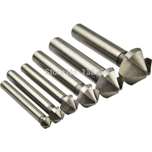 6pcs HSS High Speed Steel Countersink Drill Titanium Drill Press Countersink Boring Bit Three-edged 90 Degree Chamfering