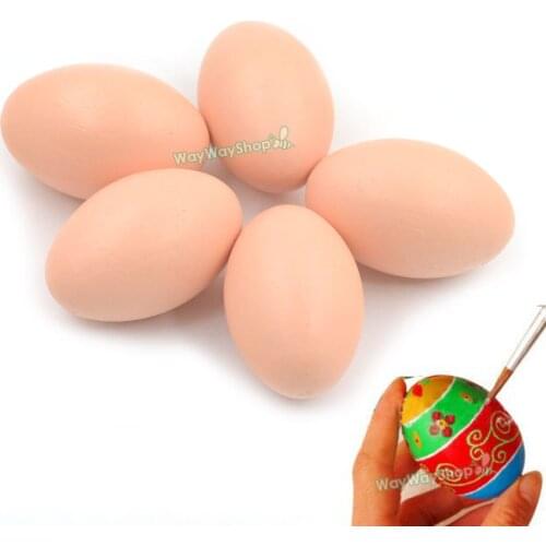 6 Pcs Unpainted Chicken Hen Egg Wooden 37mm x 58mm for Painted Decoration DIY Graffiti Easter Eggs Festival Gifts Painted toy