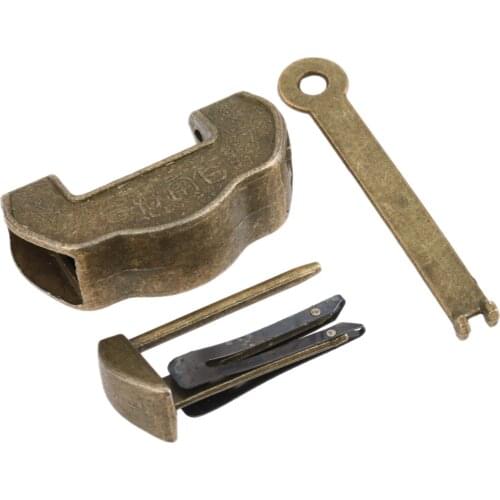 Antique Chinese Old Padlock Wooden Box Lock Jewelry Chest Wood Box Padlock for Suitcase Drawer Cabinet Door Hardware Locks