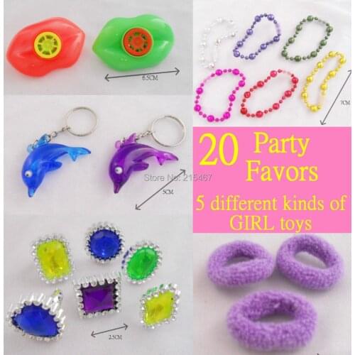 Free Ship 20 Piece Lot Girls Combo G-15 Diff Kind Pinata Bags Filler Loot Princess Novelty Birthday Party Favors Gift Toys Prize