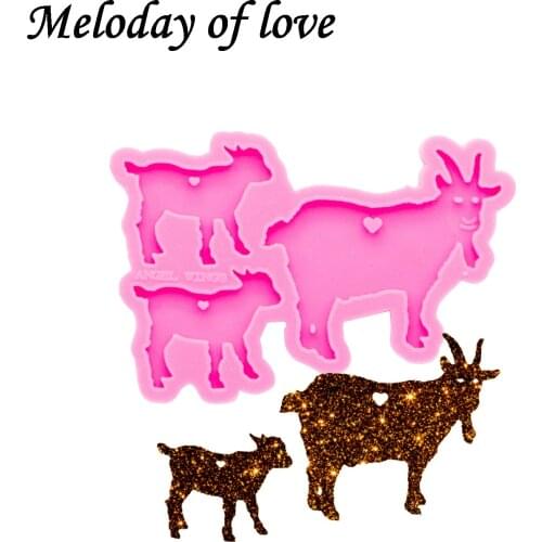 Shiny Glossy Goat family mom dad and baby silicone mold diy epoxy resin molds jewelry making custom mould keychain DY0281