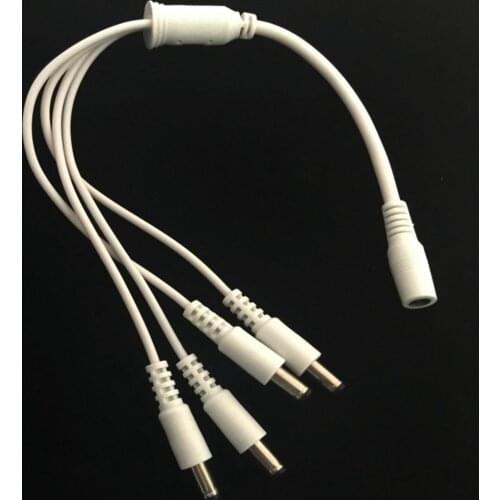 CCTV 5.5X2.1mm DC power splitter extension cable cord 1 female to 4 male white&high quality