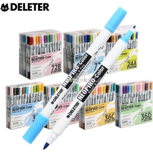 Deleter Neopiko-Color Marker,Alcohol Based Ink,Dual Tip, for Professional Comic Manga Graphic and Illustration,12/24/36/72 color