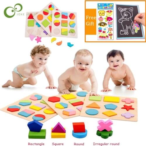 Wooden Geometric Shapes Puzzle Sorting Math Montessori Preschool Learning Educational Game Math Toys Children Christmas Gift WYW