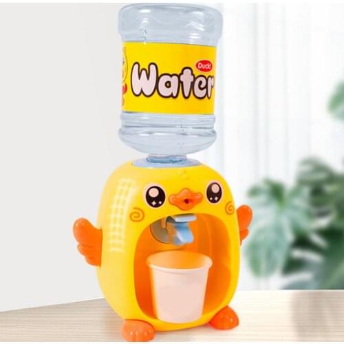Kids Mini Water Dispenser Cute Duck Fun Electric Sound & Light Simulation Play House Beverage Dispenser Baby Educational Kitchen