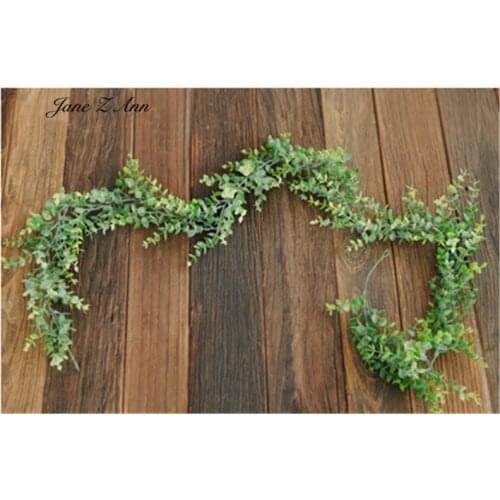 Jane Z Ann Vine Artificial Flower Green Vegetation Wall Hanging studio Scene Decoration Newborn Photography Prop about 1.8m long