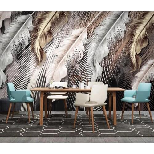 European Luxury Feather Wall Mural Contact Paper Wallpapers for Living Room Wall Decor Wall Paper 3d Photo Wallpaper Custom