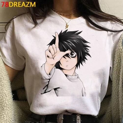 Japanese Anime T Shirt Women Kawaii Death Note Cartoon Tshirt Bleach Ichigo Graphic Tees Harajuku Summer Tops Unisex Tee Female