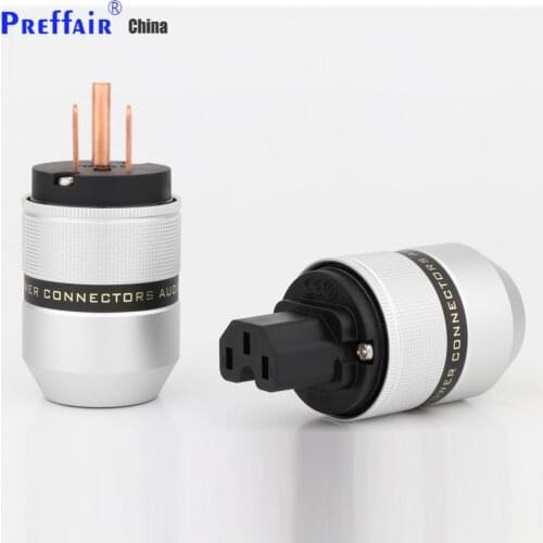 Preffair Hi End Audio P083M Pure Copper US AC Power Plug HIFI Audio Grade Copper US plug & IEC DIY Power Cord Cable