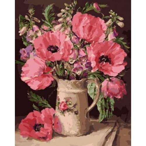 MaHuaf-W806 Flowers in bloom Painting by numbers DIY oil digital canvas painting wall pictures for living room