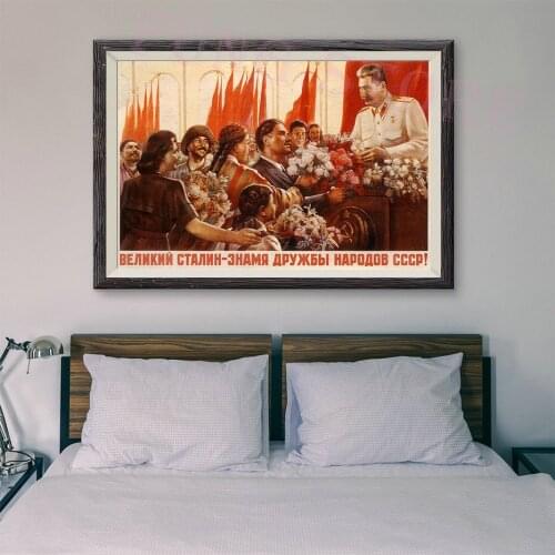 RE048 Retro Russian Style Painting Soviet Union Great Leader Stalin 8 Custom Silk Poster Home Deco Wall Art Christmas Gift