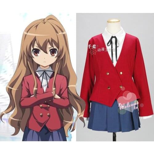 Tiger X Dragon Toradora Aisaka Taiga Cosplay Costume Lolita School Uniform tops+skrit+shirt+tie