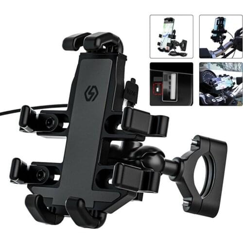 Bike Phone Mount Adjustable Bicycle Handlebar Bracket Motorcycle Handlebar Mount Non-Slip Moblie Cell Phone Clip