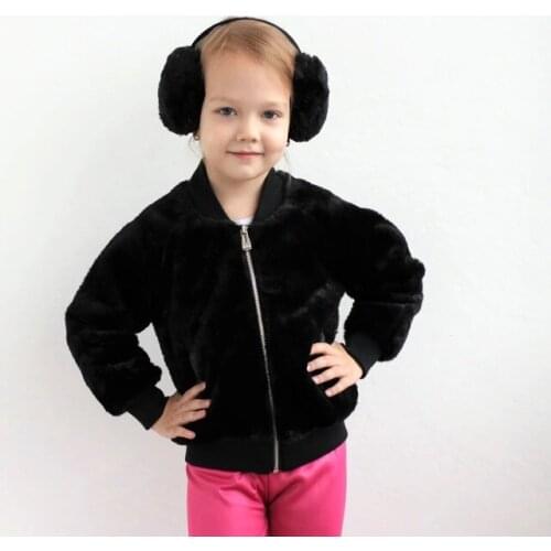 Kavkas Children Jacket Black Fake Fur Long Sleeve Outerwear & Coats Winter Kids Girls Clothing Warm Jacket Girls Outdoor Wear