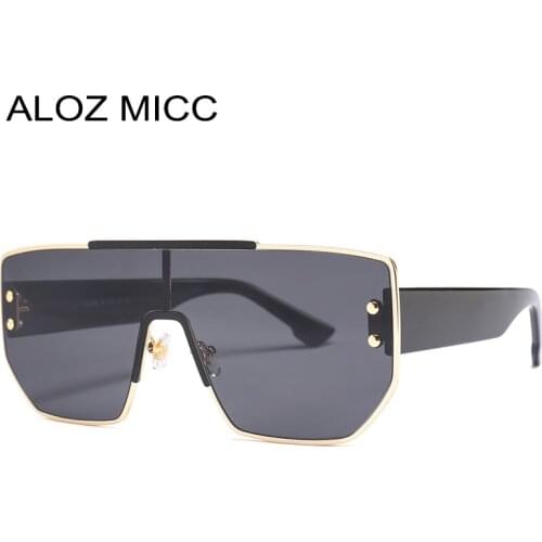 ALOZ MICC Fashion Women Sunglasses 2019 Oversized Square High Quality Metal SunGlasses Men Black Unisex Retro Goggles Q508