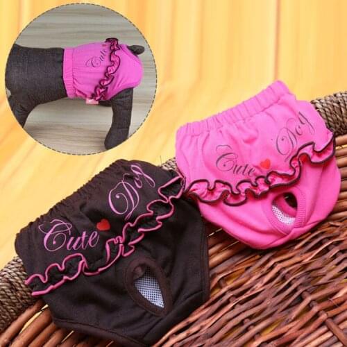 Washable Female Dog Panties Cartoon Print Dog Diaper Physiological Pant Sanitary Puppy Shorts Underwear 5 Color Dog Cat Pants