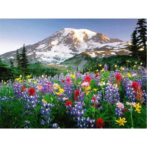Flower Landscape DIY Cross Stitch 11CT Embroidery Kits Craft Needlework Set Cotton Thread Printed Canvas Home Decoration Sale
