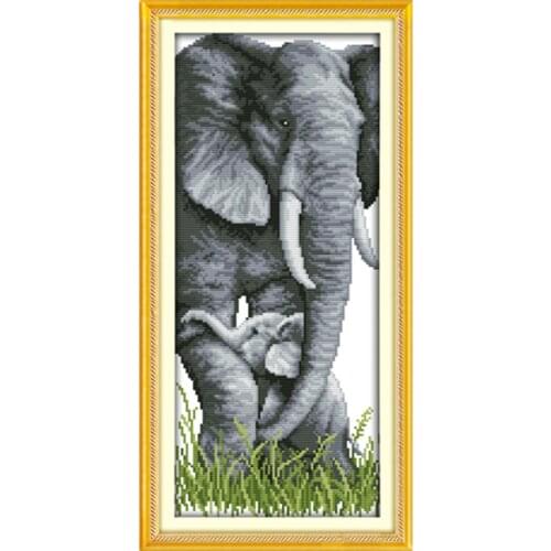 The elephant mother and son (2) cross stitch kit 14ct 11ct pre stamped canvas embroidery DIY handmade needlework