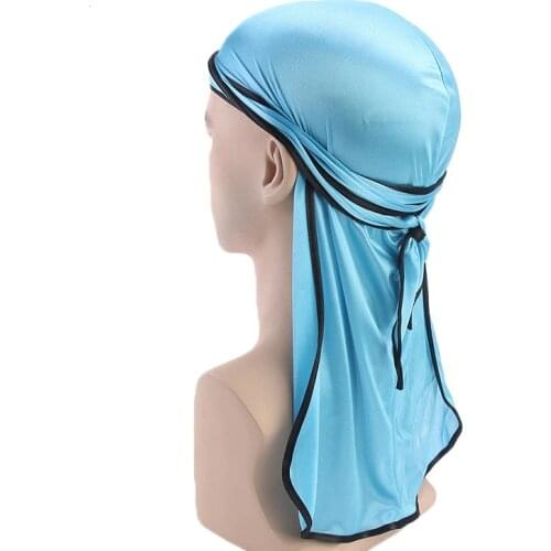 New Unisex Men Women Satin Breathable Bandana Hat Silky Durag do doo du rag long tail headwrap