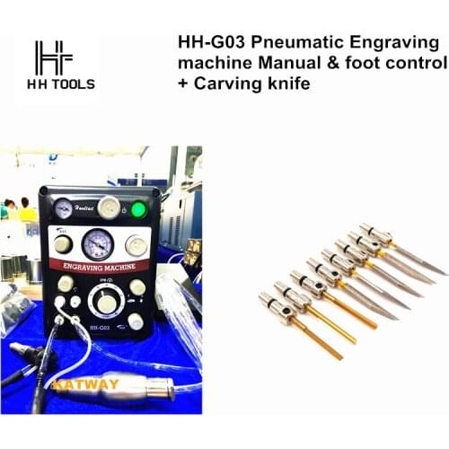 NEW GRS Pneumatic Engraving machine GRS High Speed GraverMach AT 220V/110V Two handpieces Manual foot control+ Engraving Knife