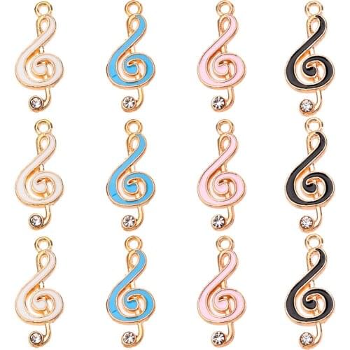 22*10mm Colorful Musical Notes Charms for Jewelry Making Supplies Fashion Design Enamel Alloy Earring Accessories Wholesale