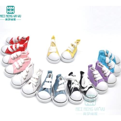 One pair 5cm toy doll Shoes fashion Denim Canvas Mini Sneakers Shoes for 1/6 bjd doll Accessories