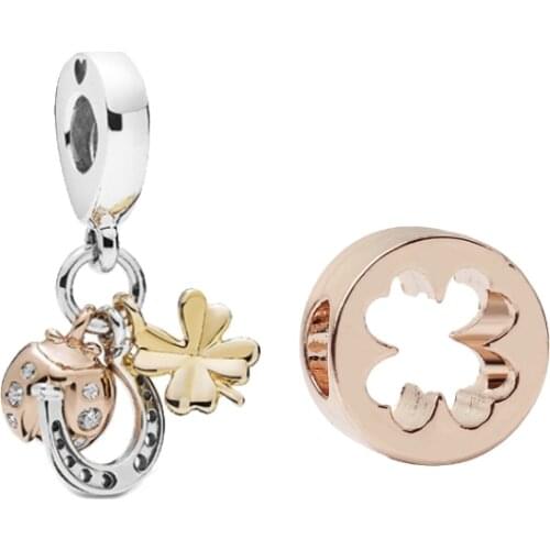 Free Shipping Horseshoe, Clover & Ladybird Dangle Charms Fit Brand Bracelets & Necklaces DIY Making Jewelry Accessories