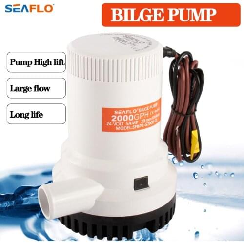SEAFLO Marine Bilge Pump 12V/24V DC Submersible Electric Water Pump Small 1500/2000Gph For Boats Accessories