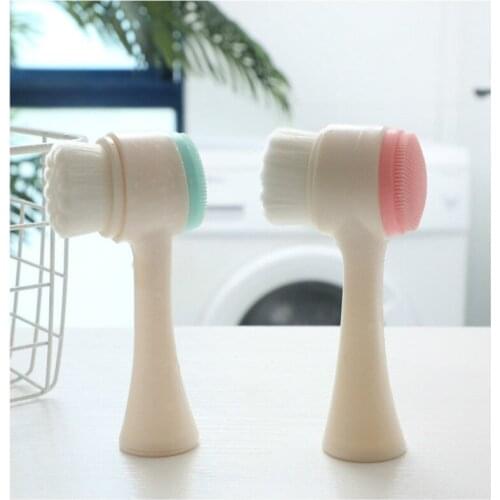 Portable 3D Double Side Silicone Makeup Remover Cleaning Brush Blackhead Removal Face Cleaning Massage Skin Care Product Tool