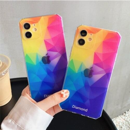 Ottwn Transparent Gradient Phone Case For iPhone 11 12 Pro Max X XR XS Max 7 8 Plus SE 2020 Soft Silicone Shochproof Back Cover